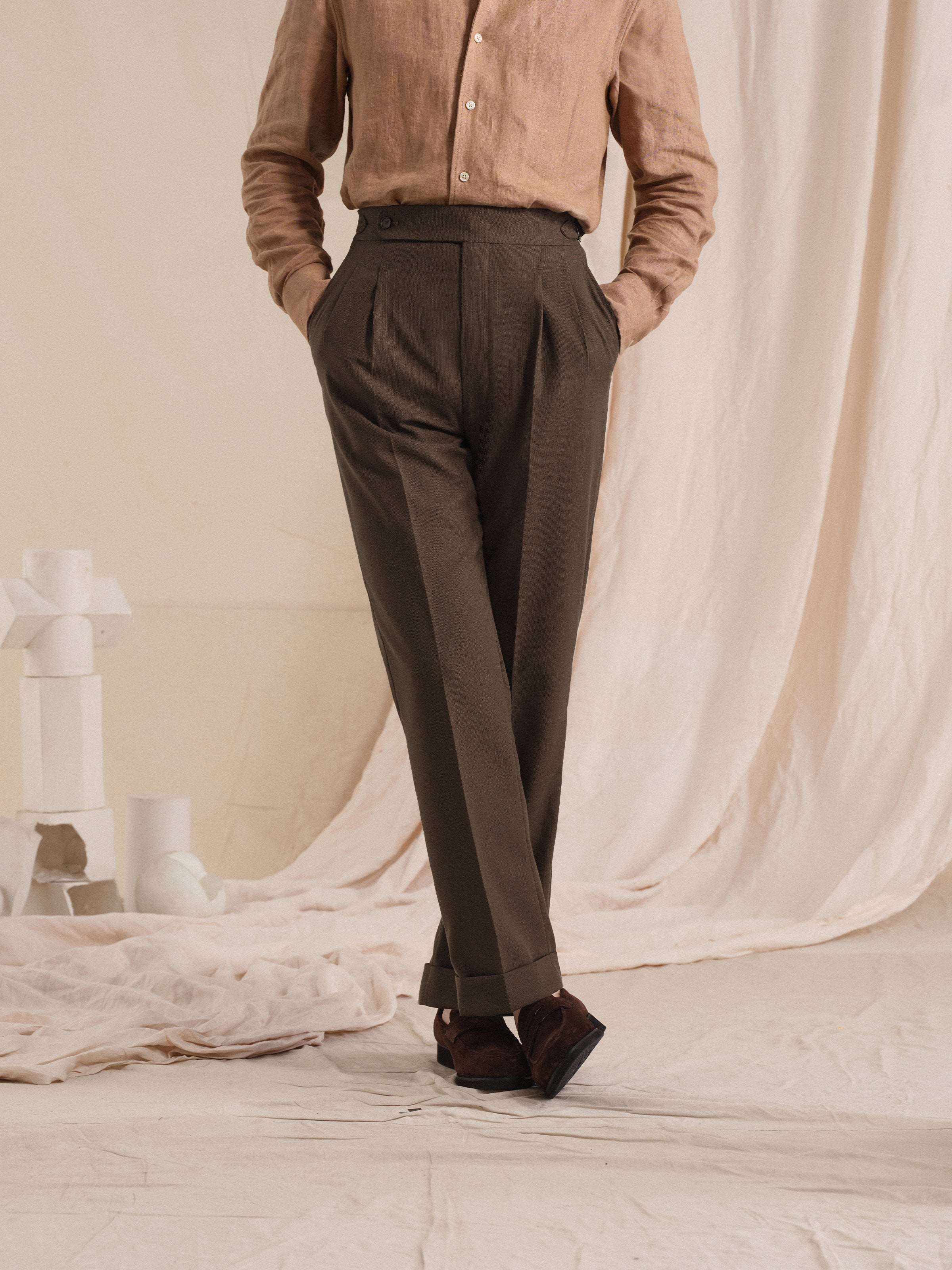 Men's Vintage Old Money Linen-Blend Trouser