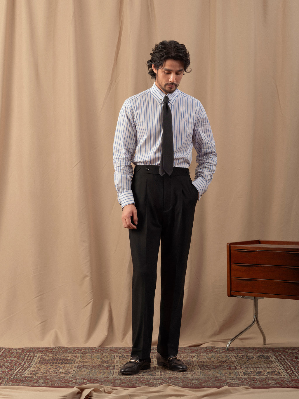 Men's Slim Fit Pure Black Single Pleat Tuxedo Trousers (Business/Casual/Wedding/Formal)