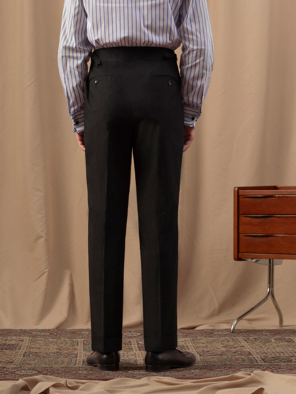 Men's Slim Fit Pure Black Single Pleat Tuxedo Trousers (Business/Casual/Wedding/Formal)