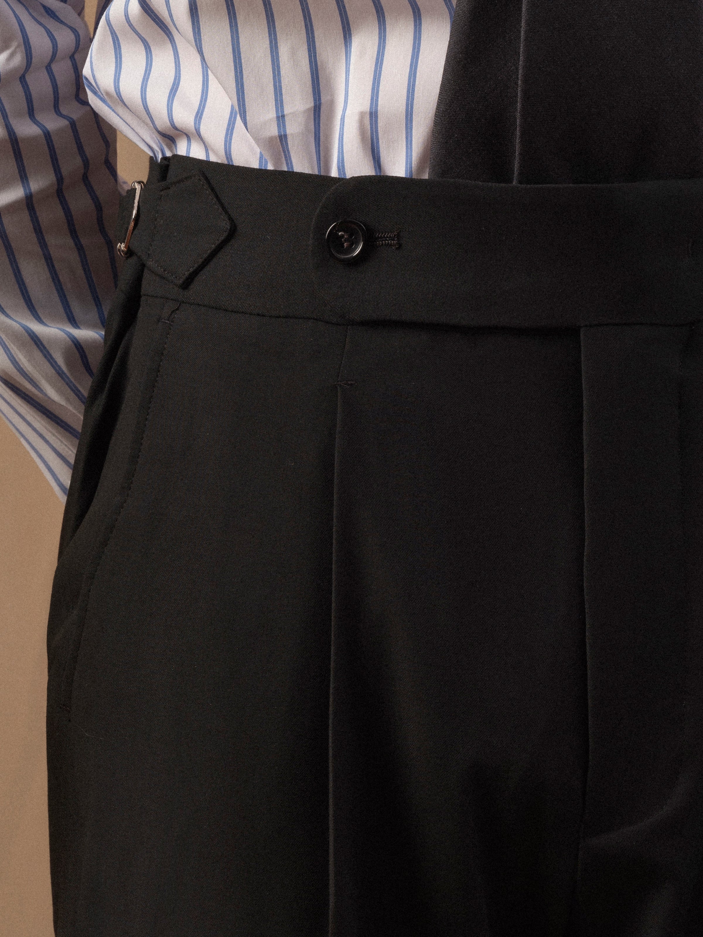 Men's Slim Fit Pure Black Single Pleat Tuxedo Trousers (Business/Casual/Wedding/Formal)