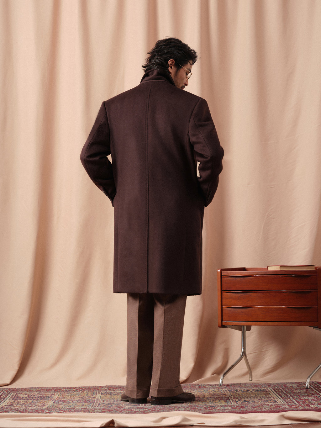 Men's Heavy 100% Wool Peaked Lapel Chester Coat