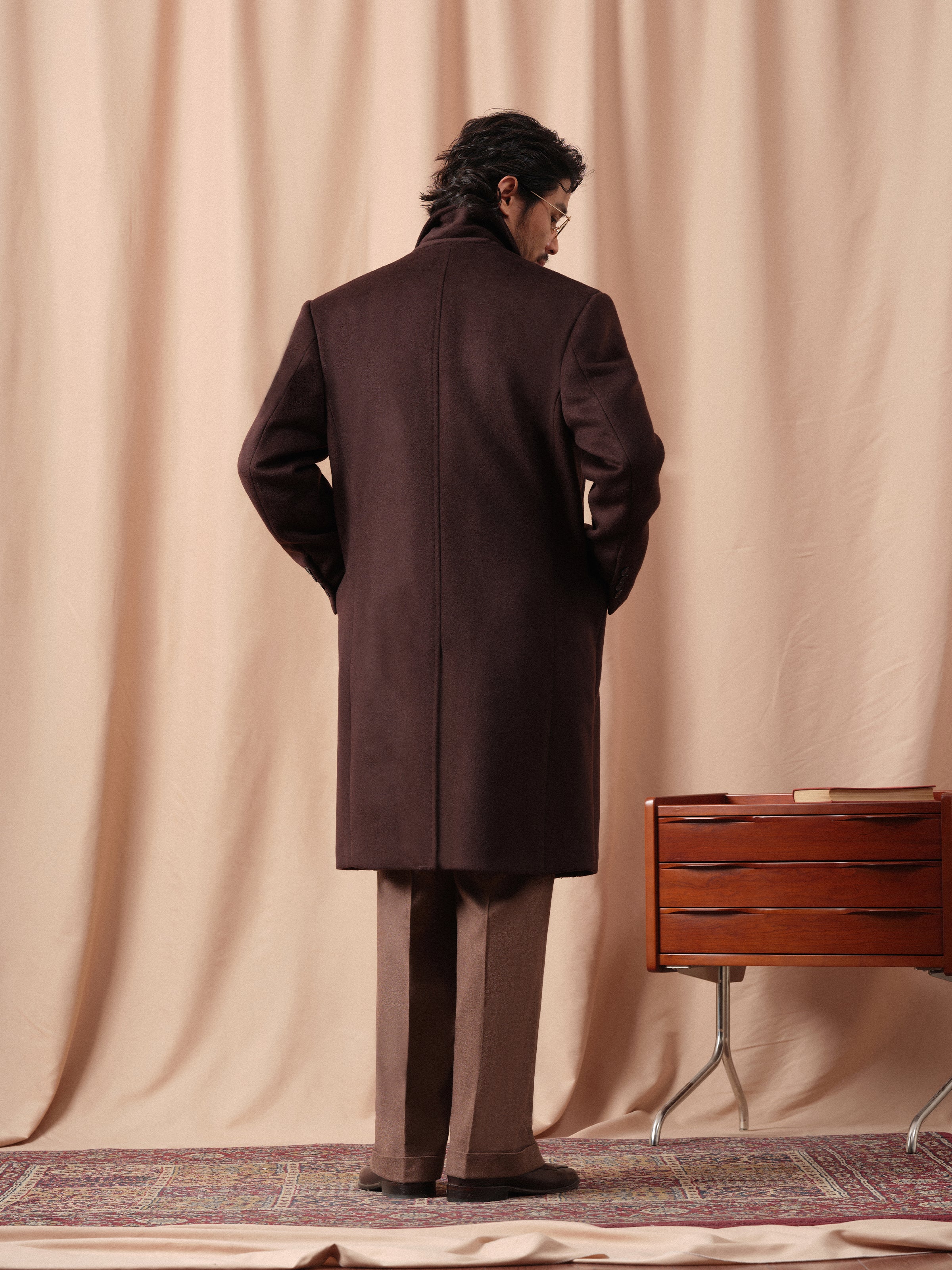 Men's Heavy 100% Wool Peaked Lapel Chester Coat