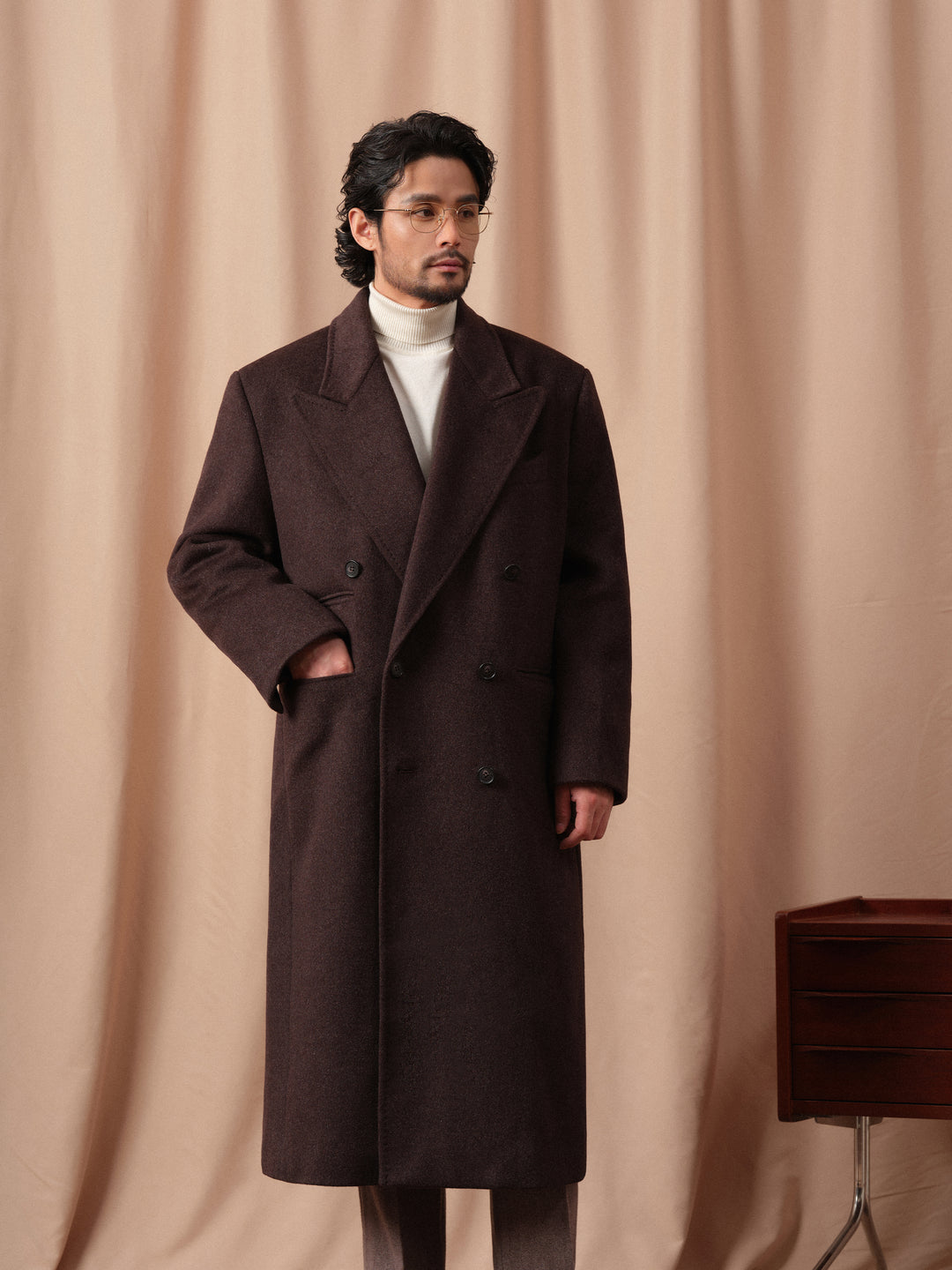 Men's Heavyweight 100% Wool Chester Double-Breasted Overcoat