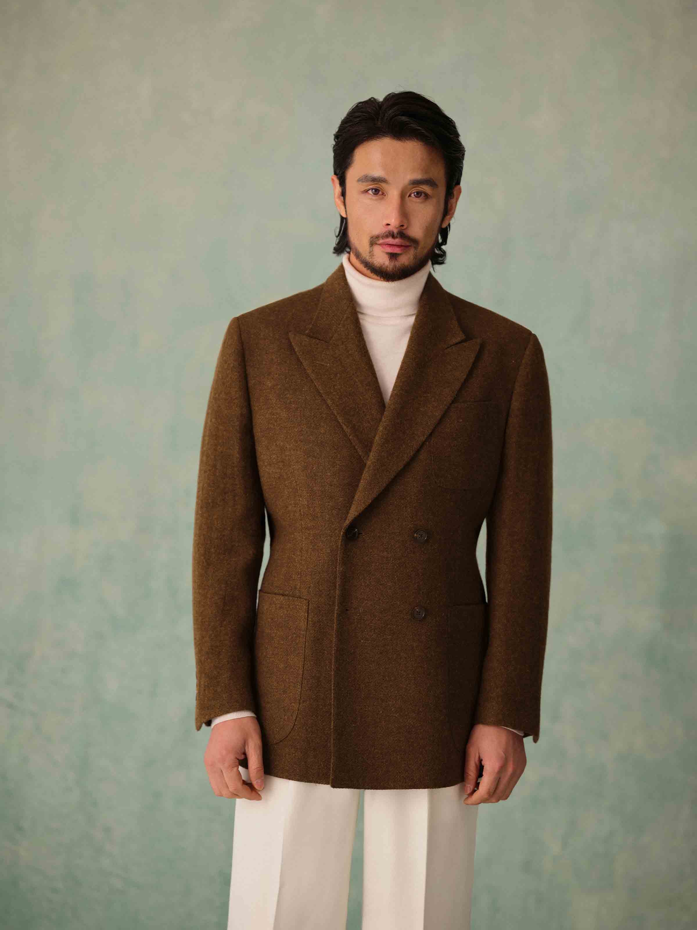 1930s Men's 430g Wool Double-Breasted Suit Jacket