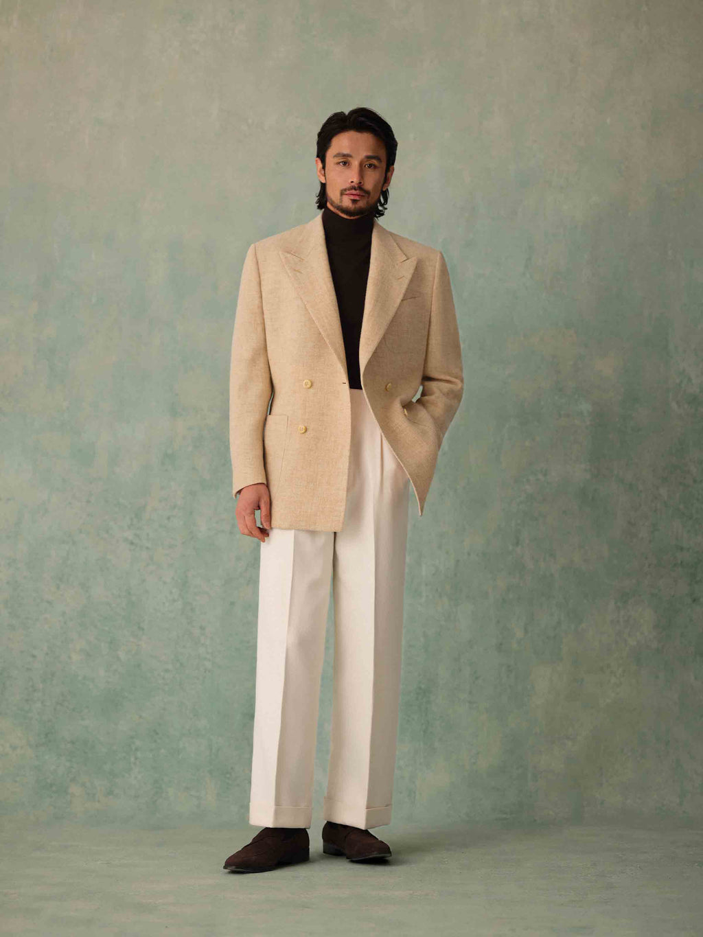 1930s Men's 430g Wool Double-Breasted Suit Jacket