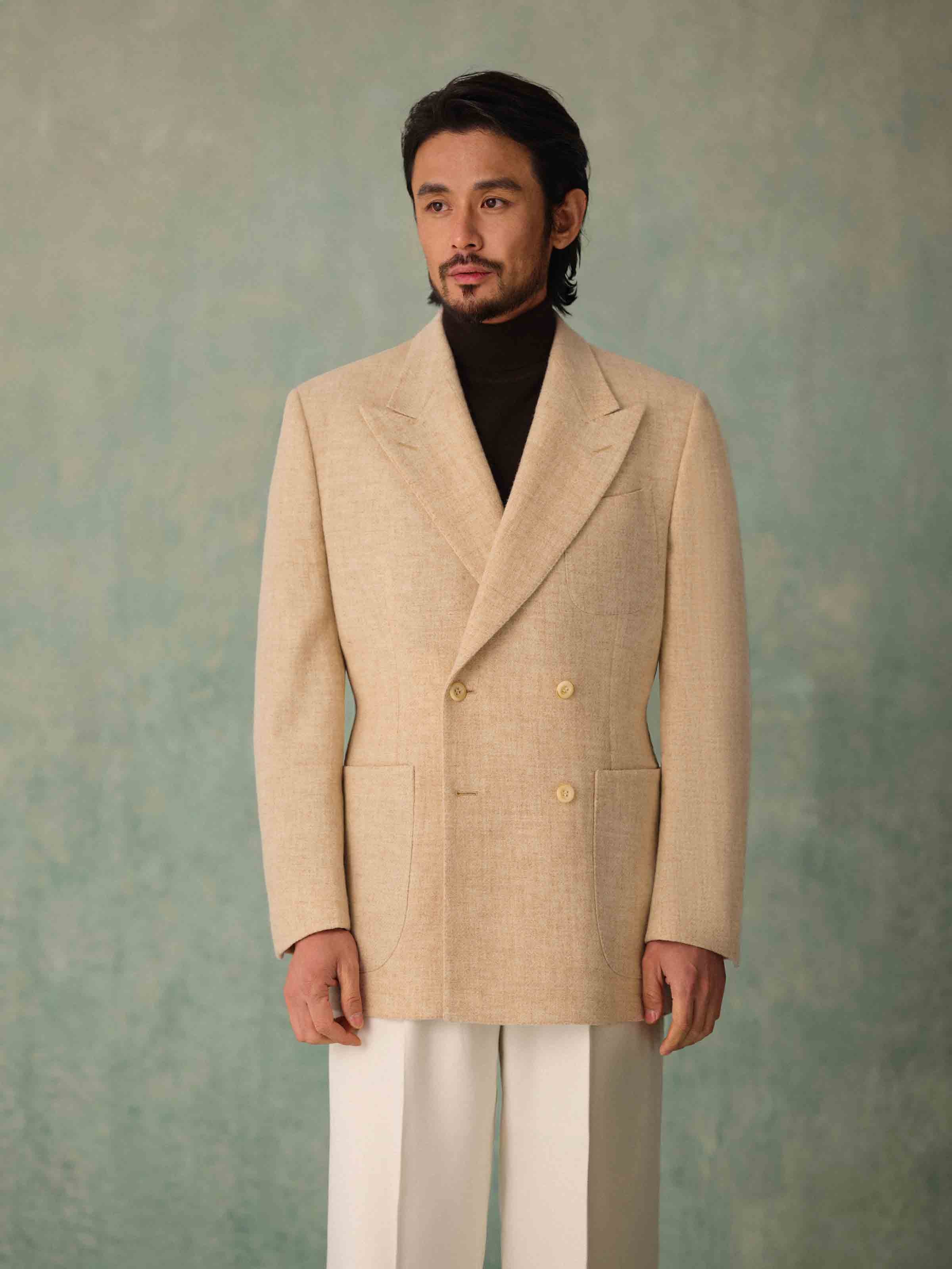 1930s Men's 430g Wool Double-Breasted Suit Jacket