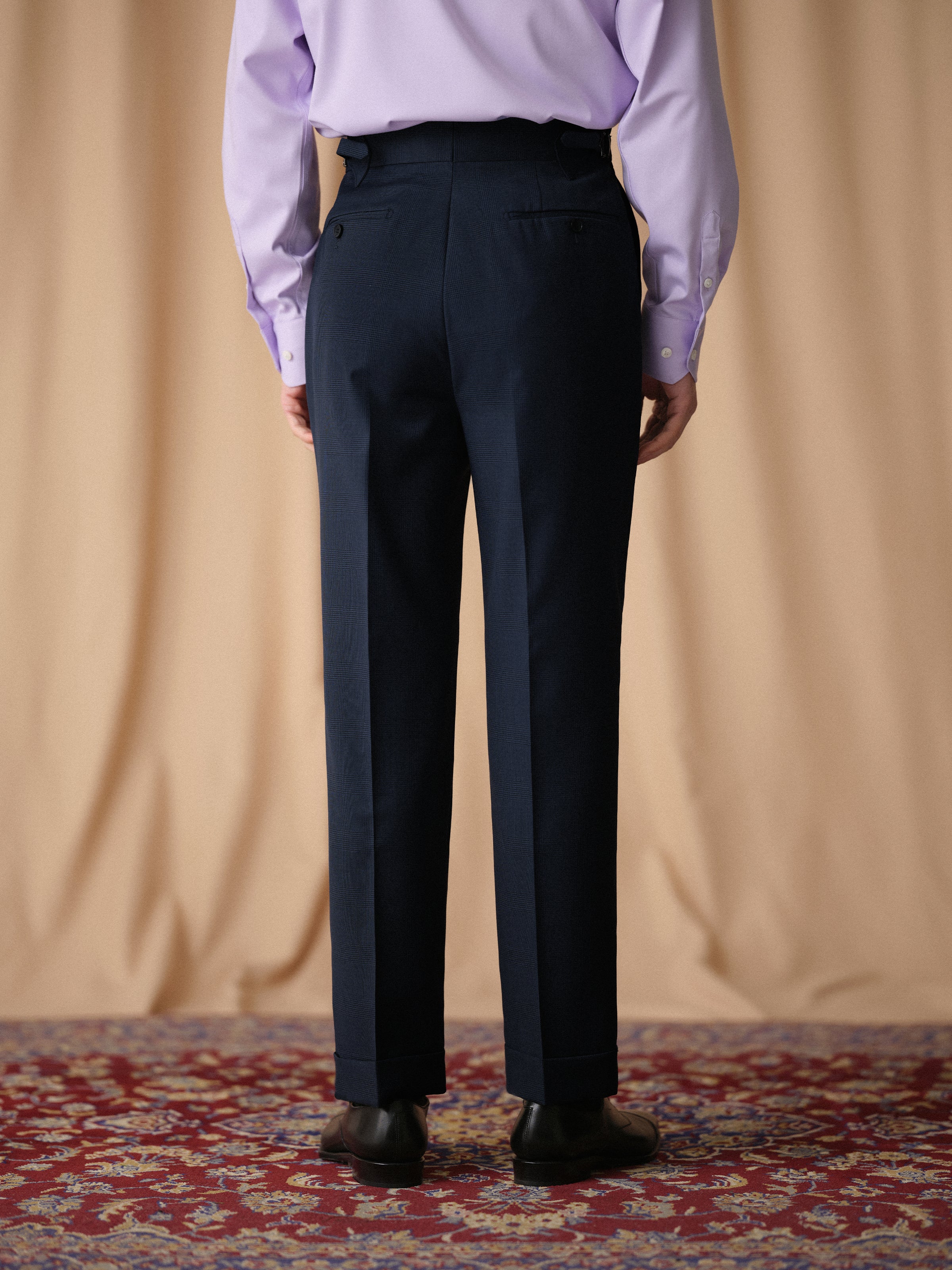 50% Wool Wrinkle-Resistant Men's Slim-Fit Straight-Leg Prince of Wales Check Trousers