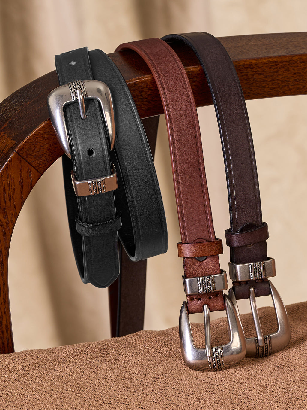 Vegetable-Tanned Woven Thin Leather Belt