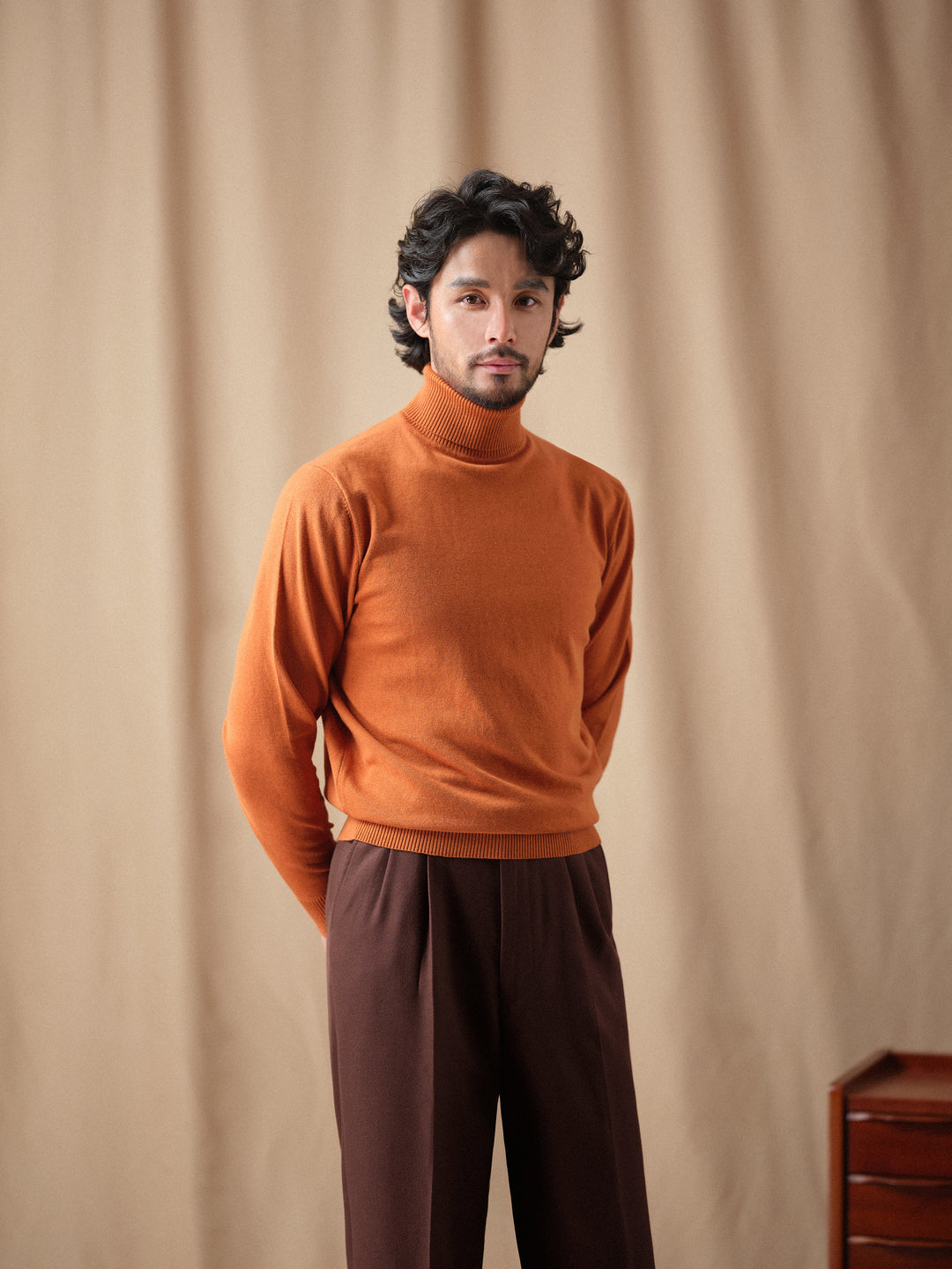 Machine-Washable 14-Gauge Cotton Cashmere Turtleneck