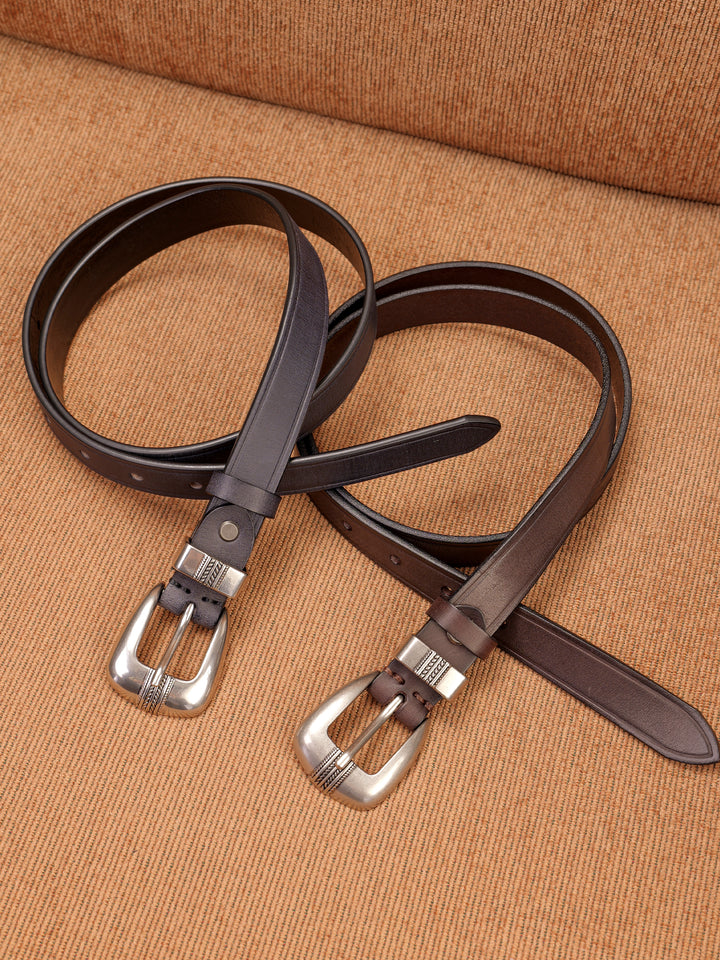Vegetable-Tanned Woven Thin Leather Belt