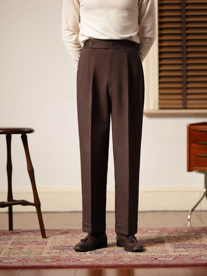 Men's Italian Slim Fit Single Pleat Trousers