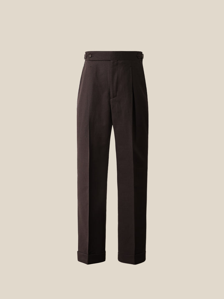 Men's Non-Iron Wool Prince of Wales Check Slim Straight Suit Trousers