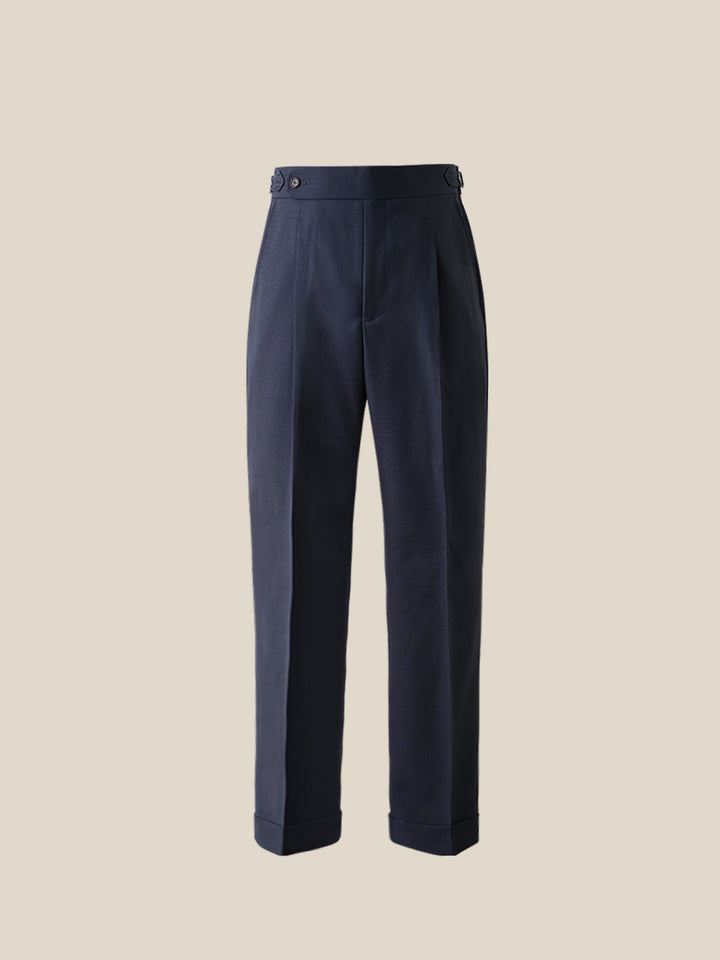 Men's Non-Iron Wool Prince of Wales Check Slim Straight Suit Trousers