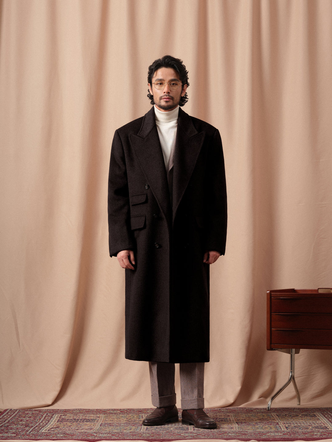 Men's Heavyweight 100% Wool Chester Double-Breasted Overcoat