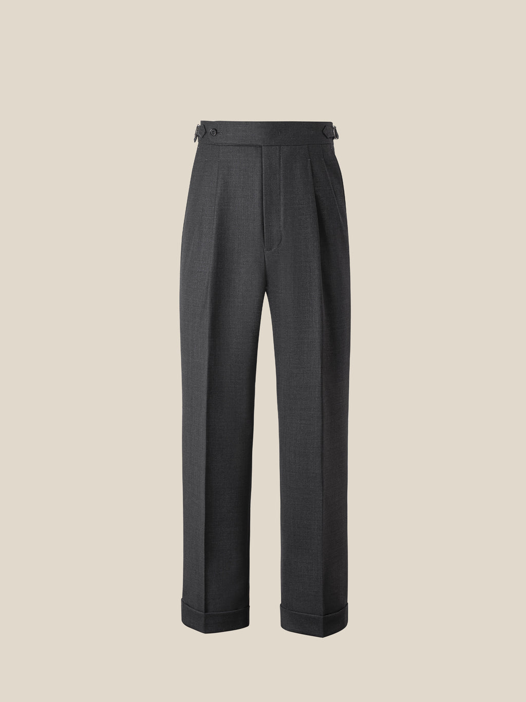 Non-Iron Wool Blend Double Pleated Trousers