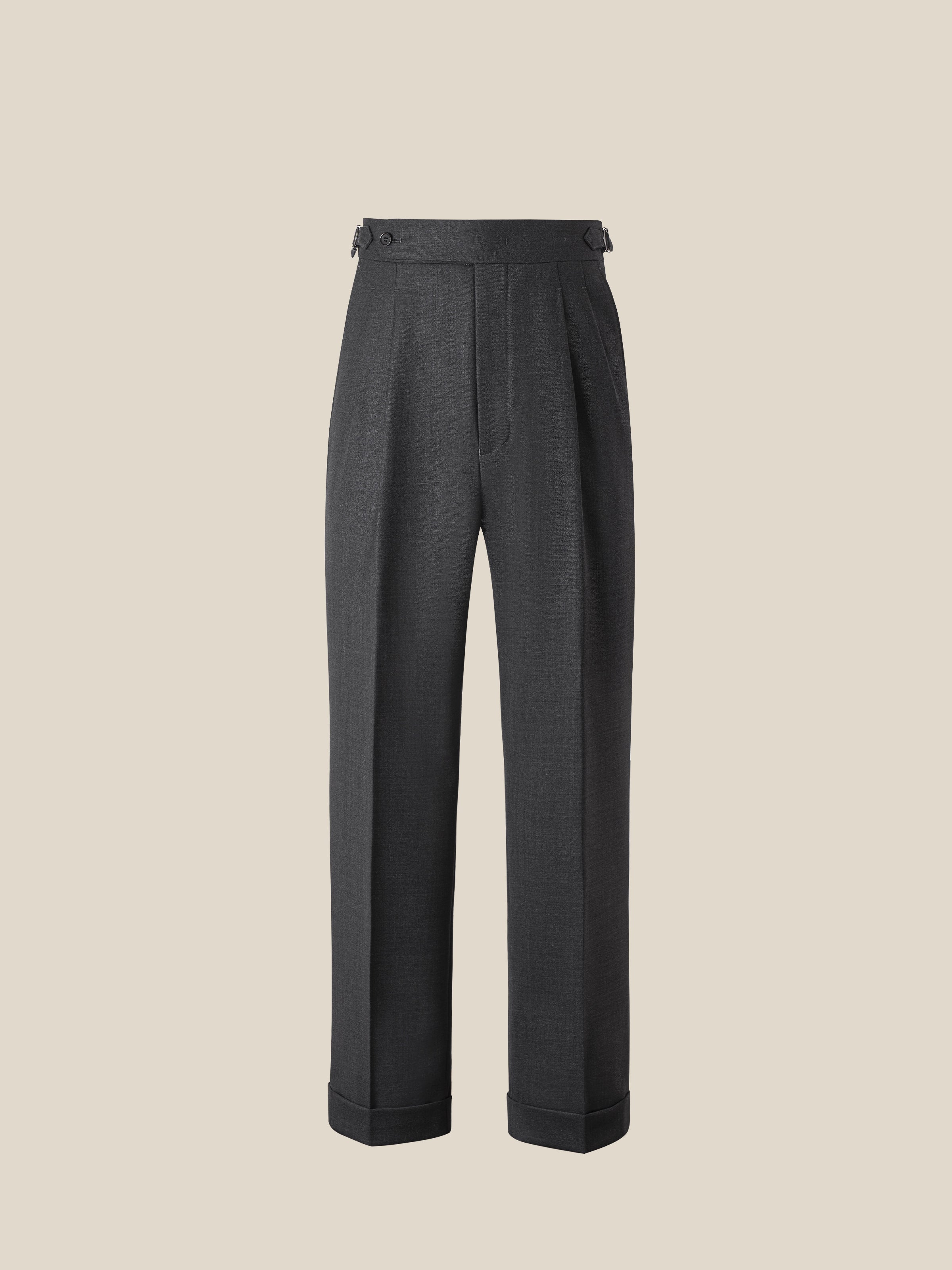 Non-Iron Wool Blend Double Pleated Trousers