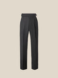 70% Australian Wool Striped Double-Pleated Dress Pants