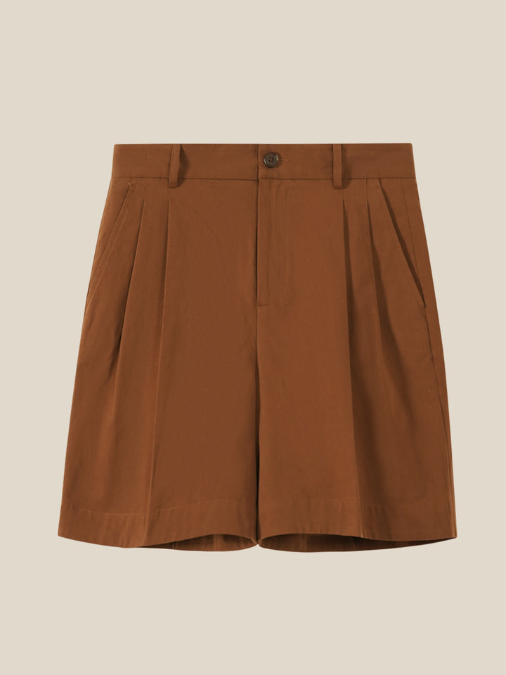 Men's Double-Pleated Straight-Fit Beach Shorts