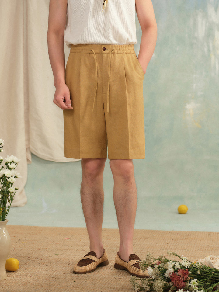 Men's French Linen Drawstring Shorts