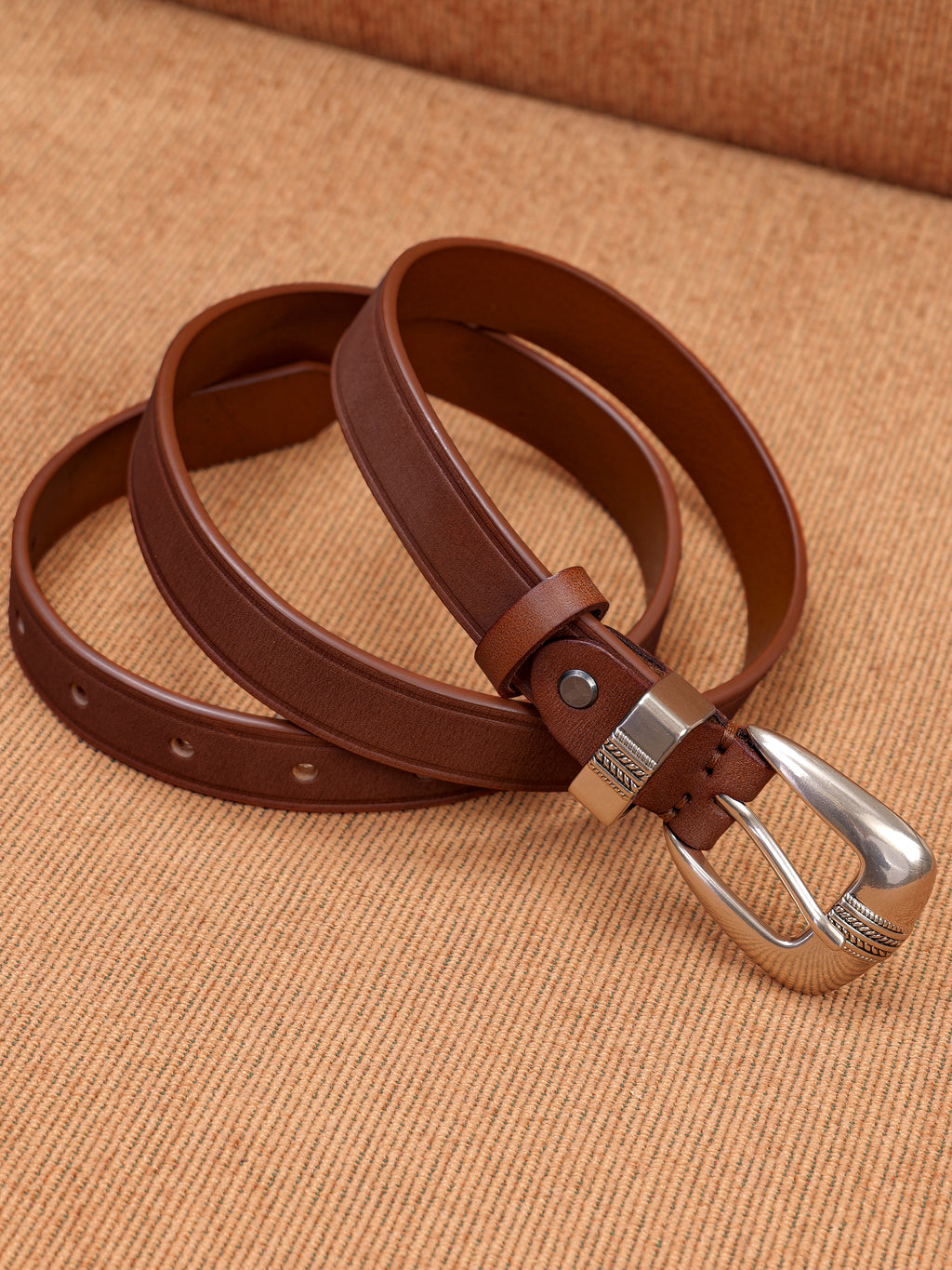 Vegetable-Tanned Woven Thin Leather Belt