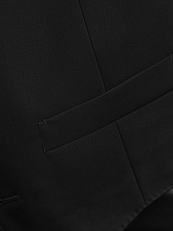 Non-Iron Australian Merino Wool Blend Twill Seersucker Single-Breasted Collarless Vest