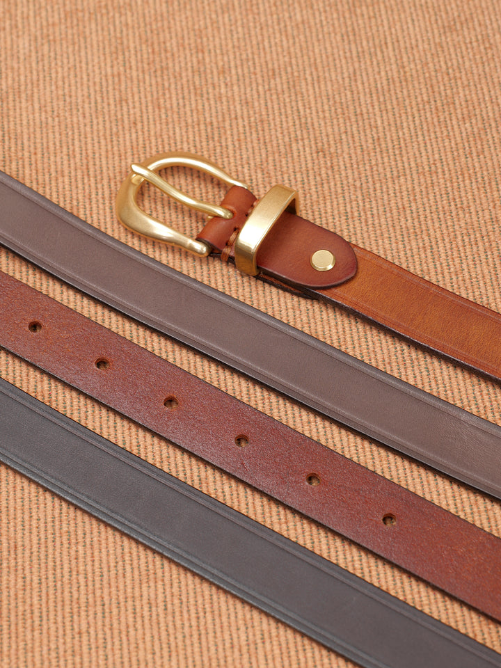 Vintage Versatile Copper Buckle Leather Belt