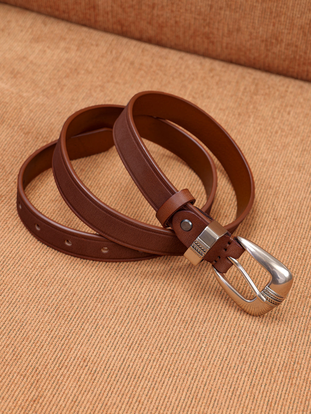 Vegetable-Tanned Woven Thin Leather Belt