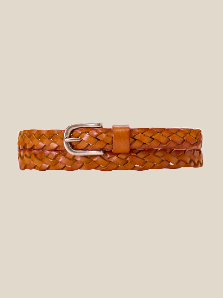 Vintage Versatile Carved Silver Buckle Leather Belt