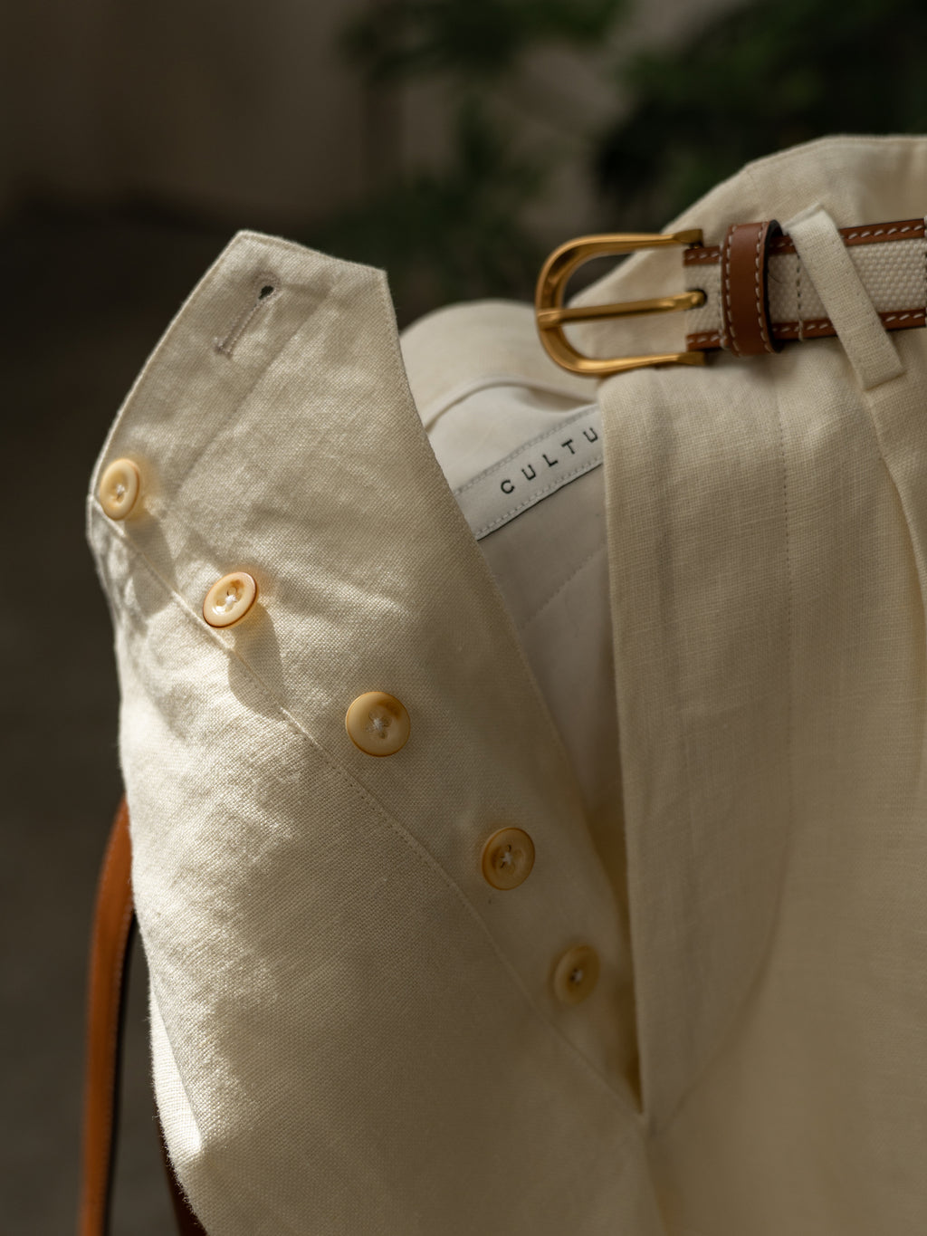 Off-White Normandy Linen Pleated Bermuda Shorts