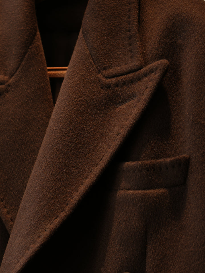 Men's Heavy 100% Wool Peaked Lapel Chester Coat