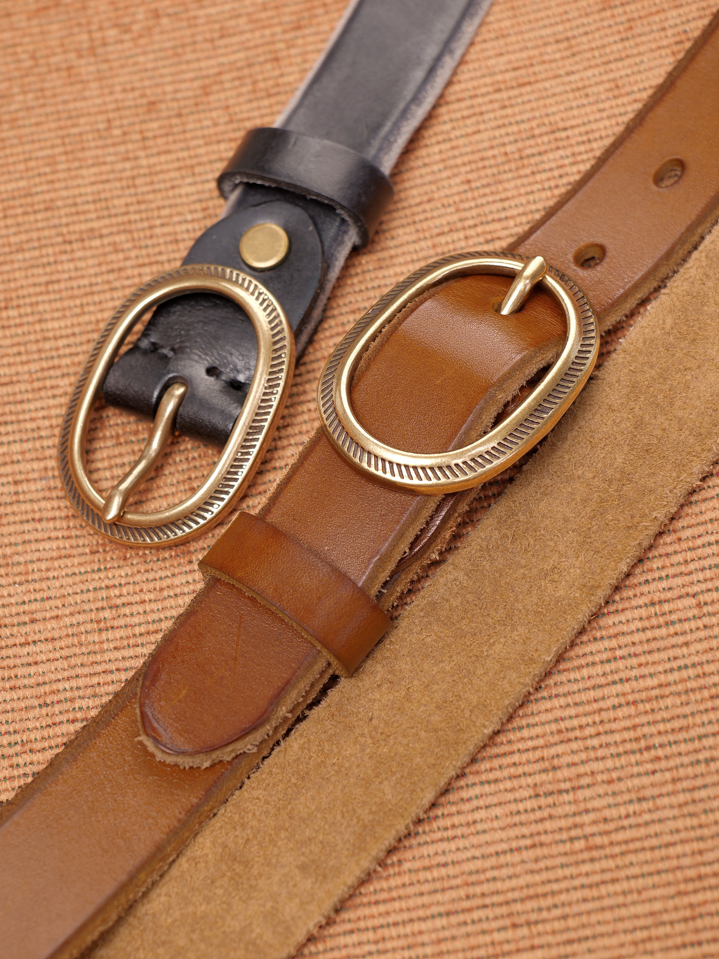 Vegetable-Tanned Woven Thin Leather Belt