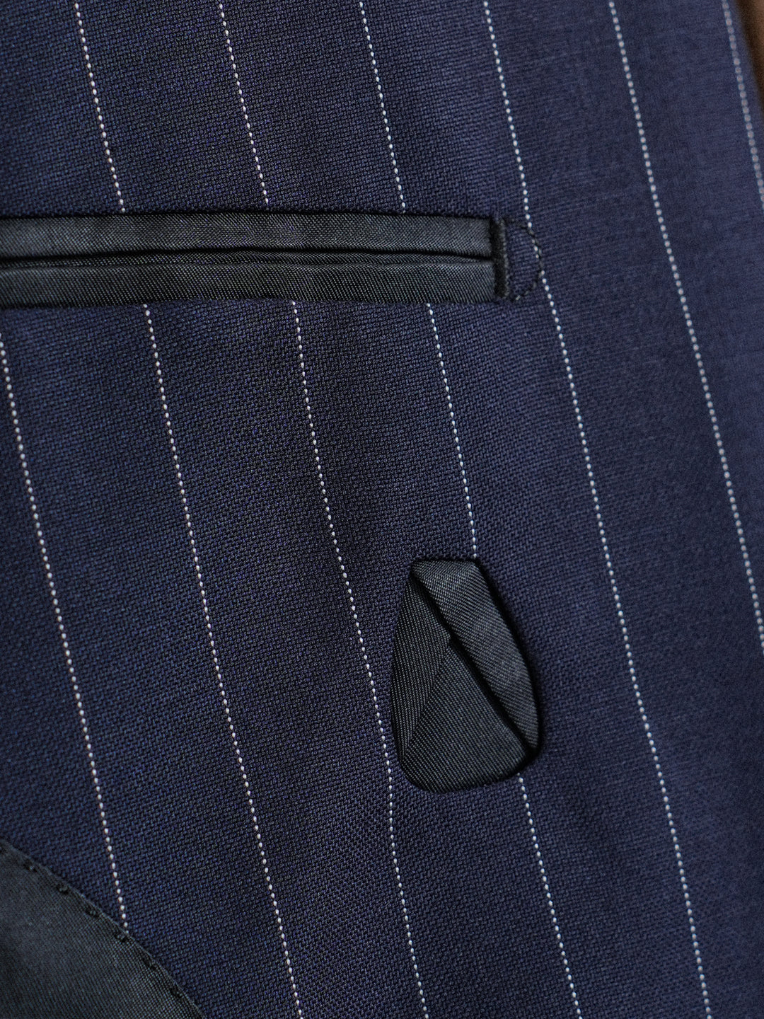 Men's Fine Australian Merino Wool Striped Double-Breasted Suit
