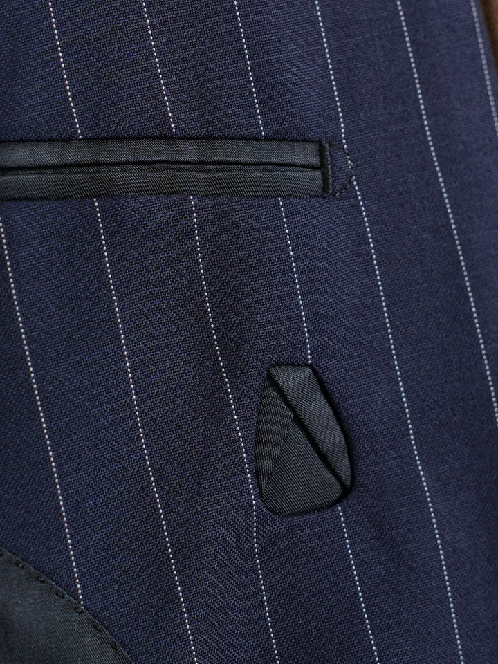 Men's Fine Australian Merino Wool Striped Double-Breasted Suit