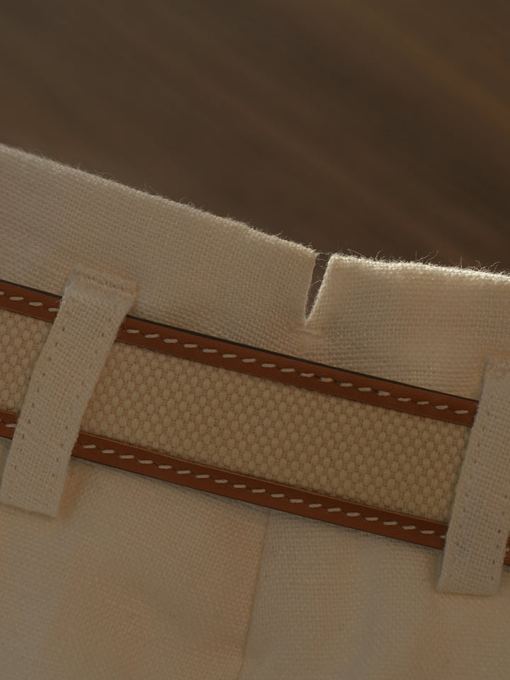 Off-White Normandy Linen Pleated Bermuda Shorts