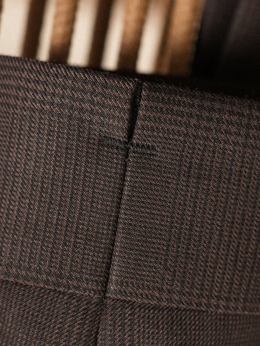 Men's Non-Iron Wool Prince of Wales Check Slim Straight Suit Trousers