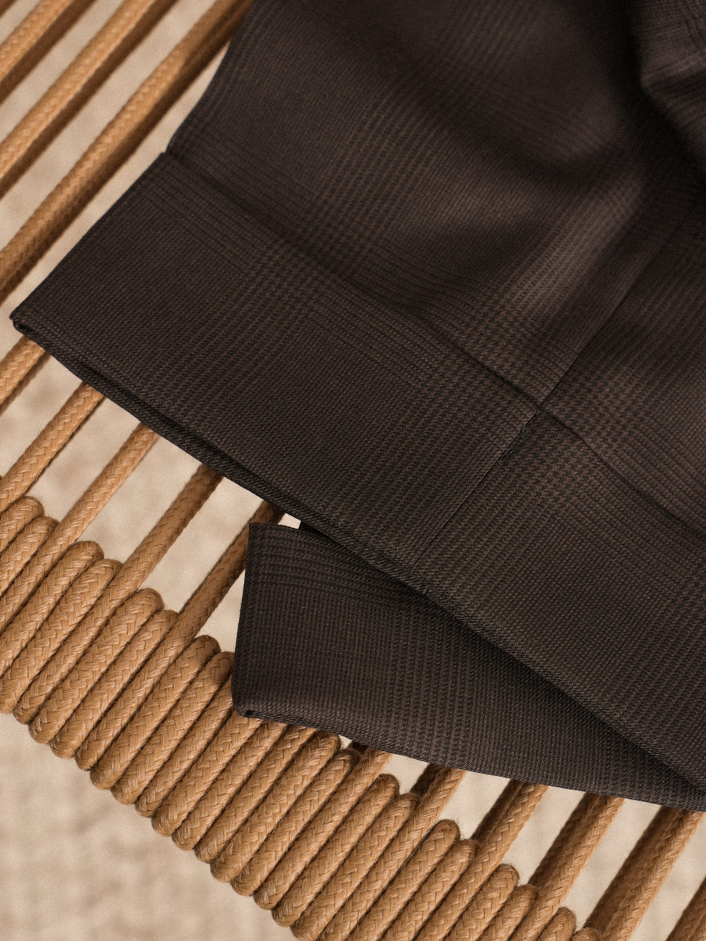 Men's Non-Iron Wool Prince of Wales Check Slim Straight Suit Trousers