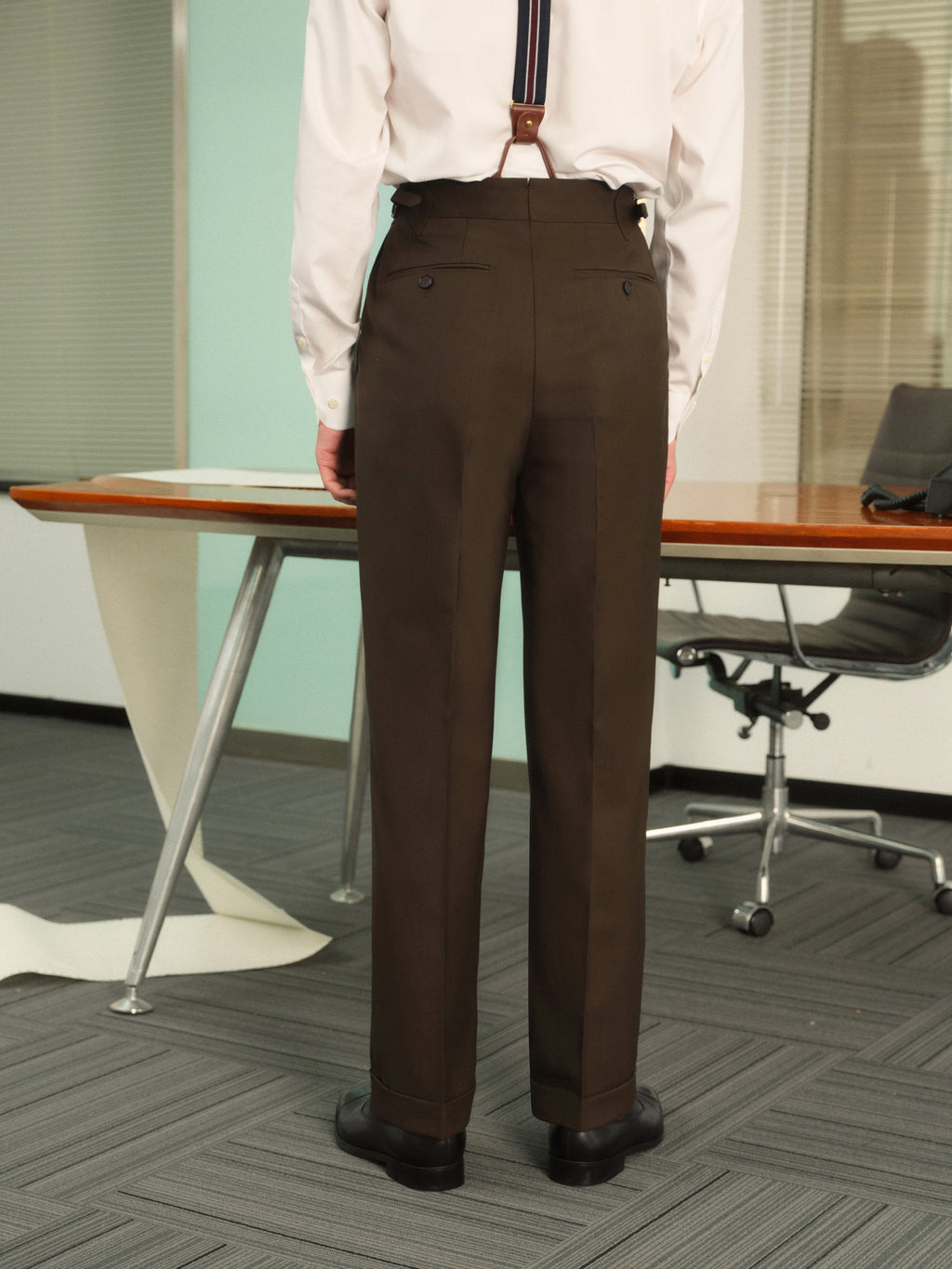 Non-Iron Wool Blend Double Pleated Trousers