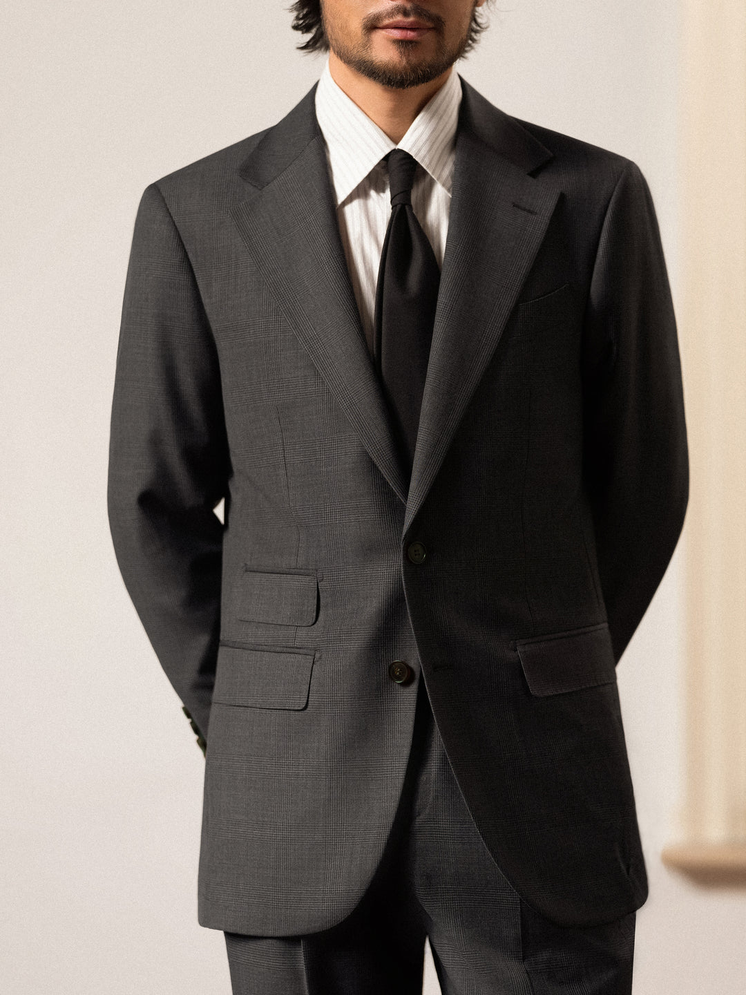 Men's 90s Merino Prince of Wales Half-Canvas Suit.