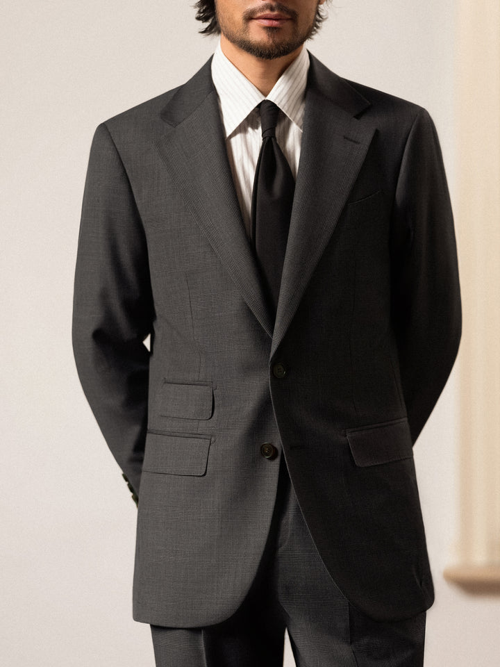 Men's 90s Merino Prince of Wales Half-Canvas Suit.