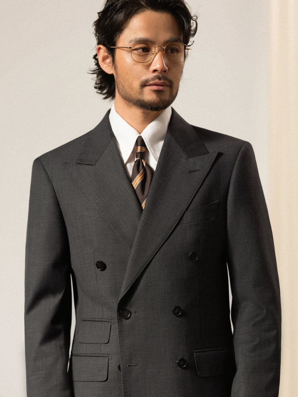 Men's Prince of Wales Check Double-Breasted Suit