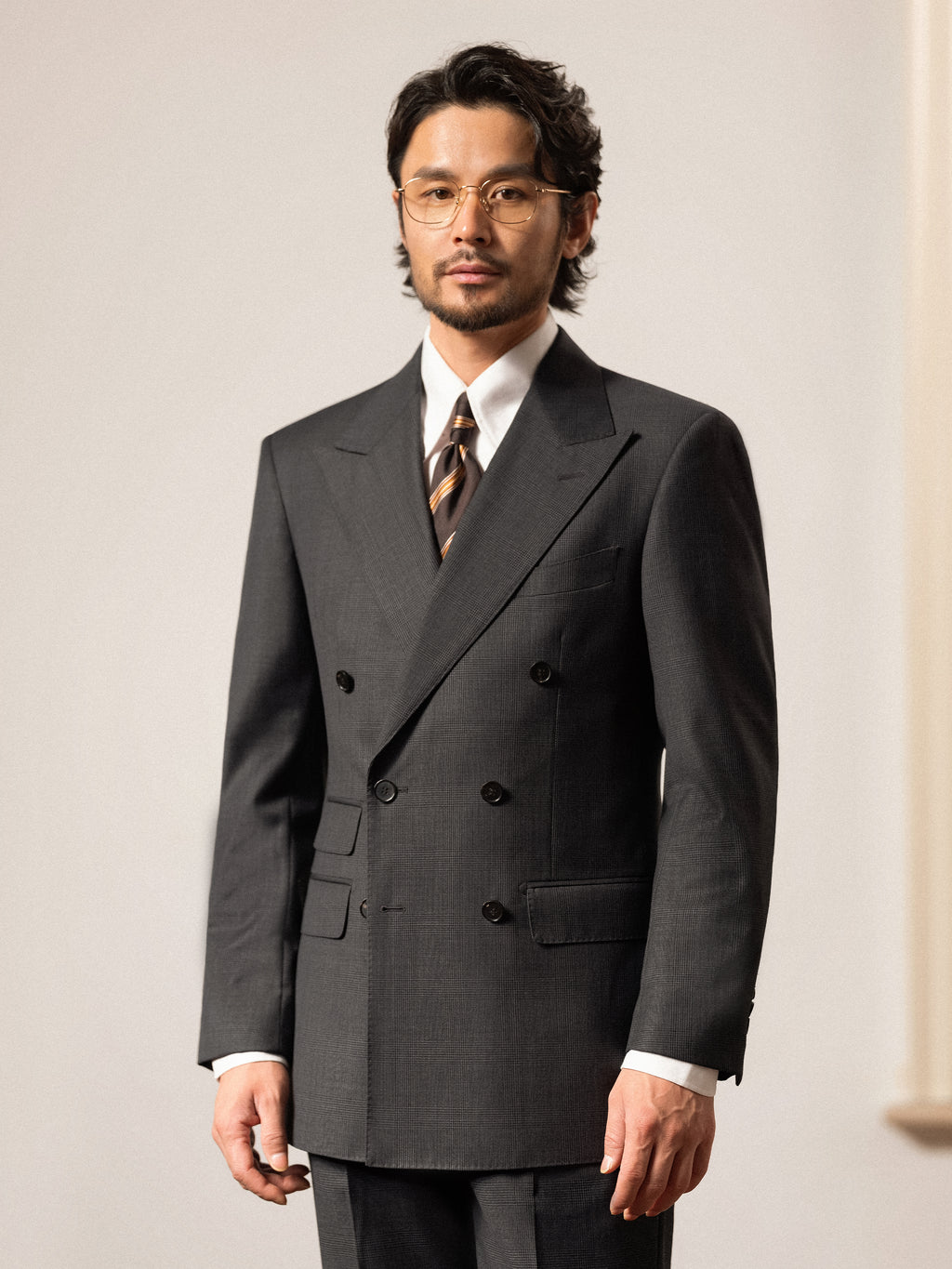 Men's Prince of Wales Check Double-Breasted Suit