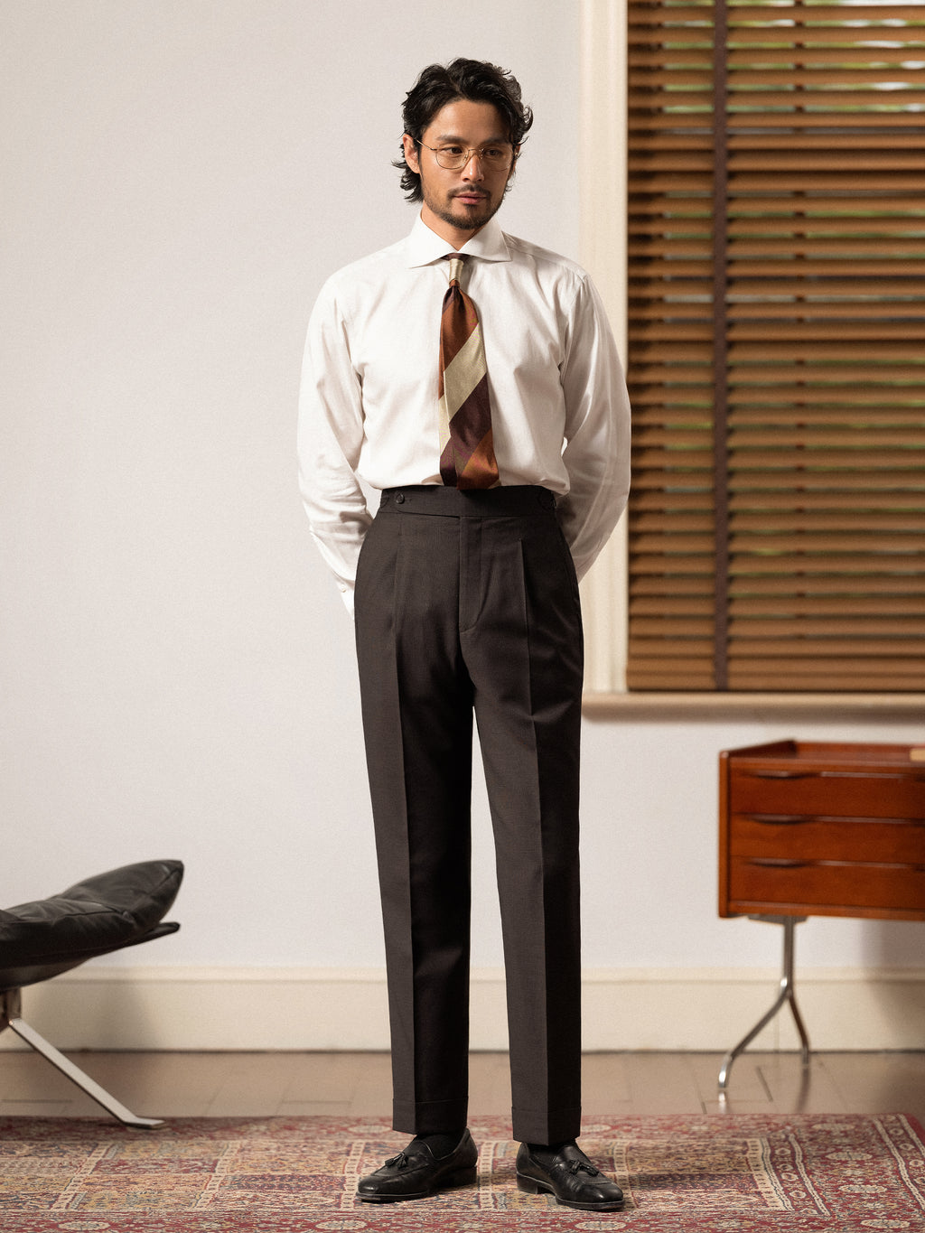 50% Wool Wrinkle-Resistant Men's Slim-Fit Straight-Leg Prince of Wales Check Trousers