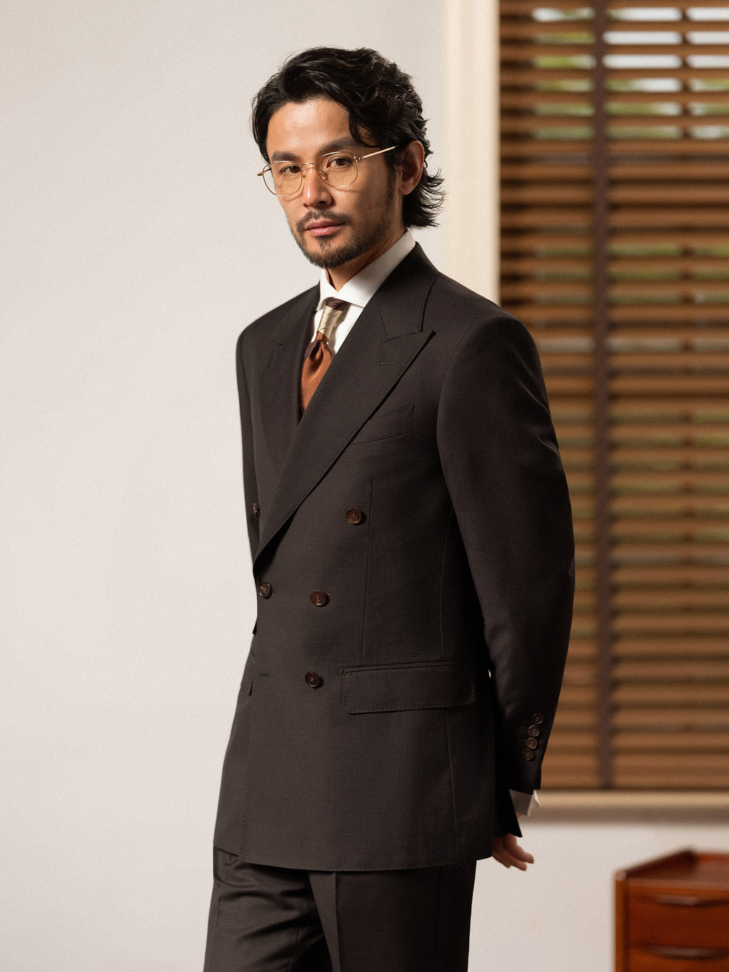 Men's Prince of Wales Check Double-Breasted Suit