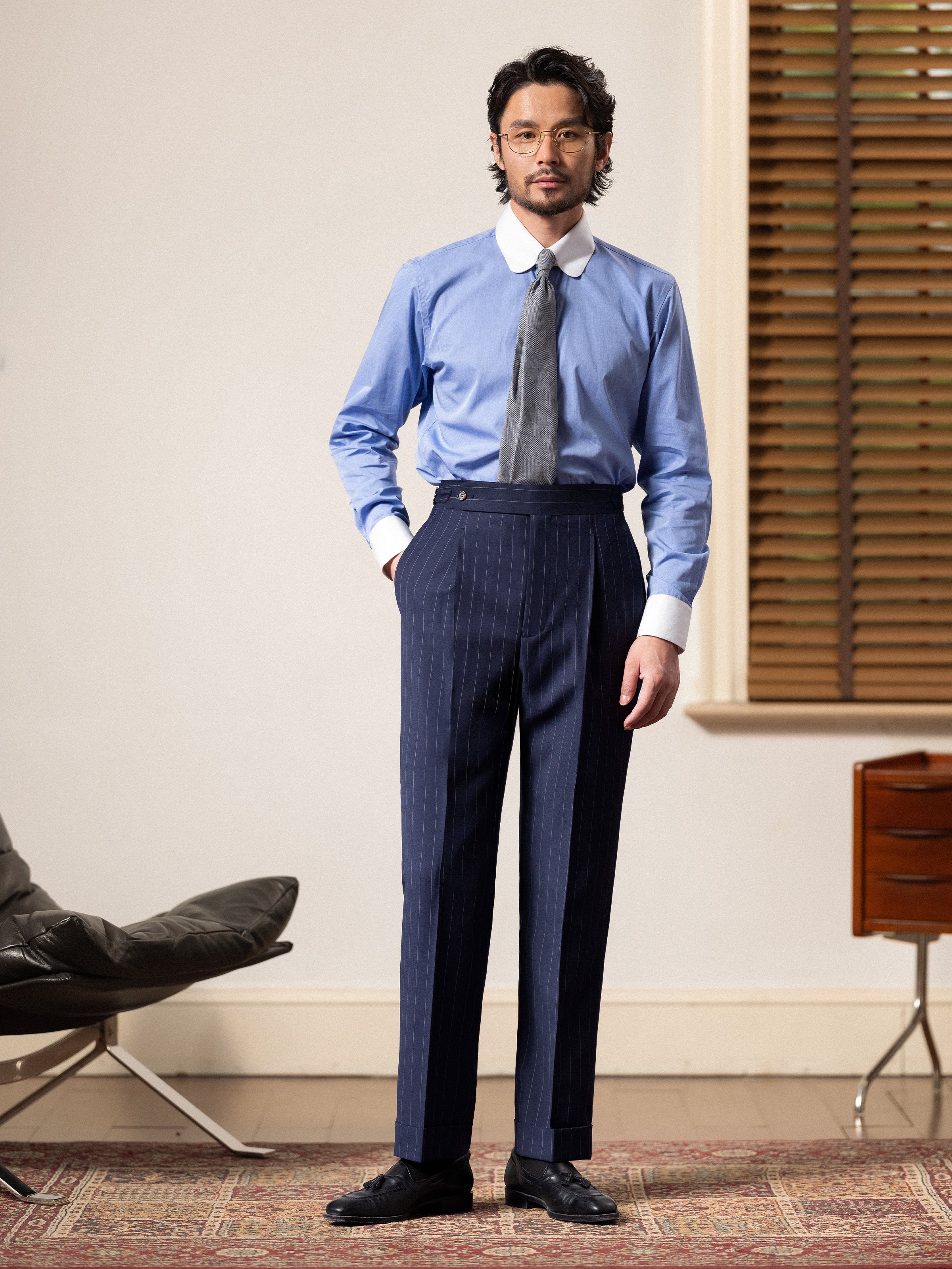 Men's Wool Pinstripe Dress Pants