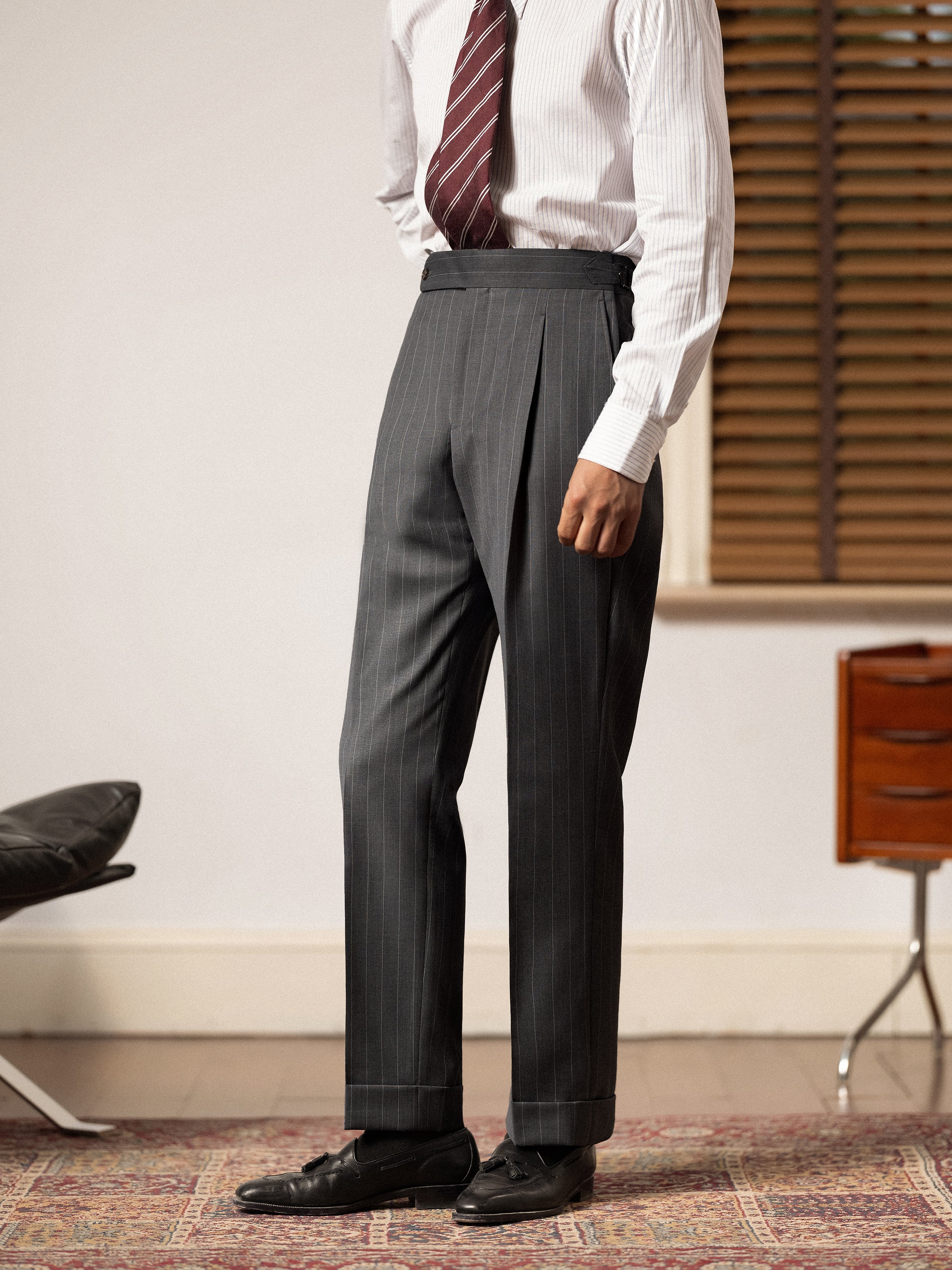 Men's Wool Pinstripe Dress Pants