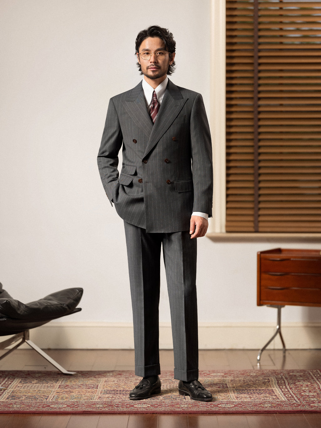 Men's Wool Pinstripe Dress Pants