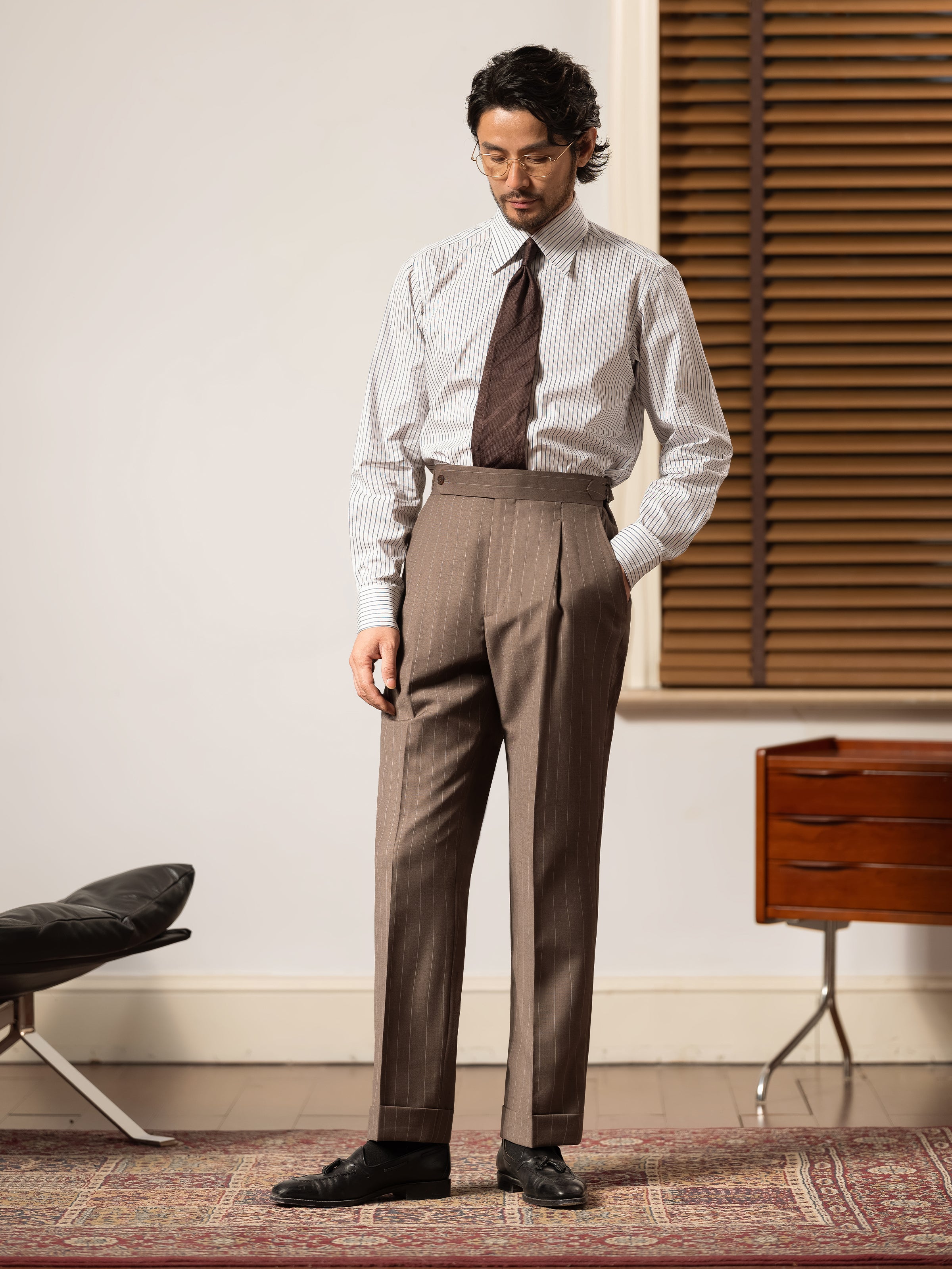 Men's Wool Pinstripe Dress Pants