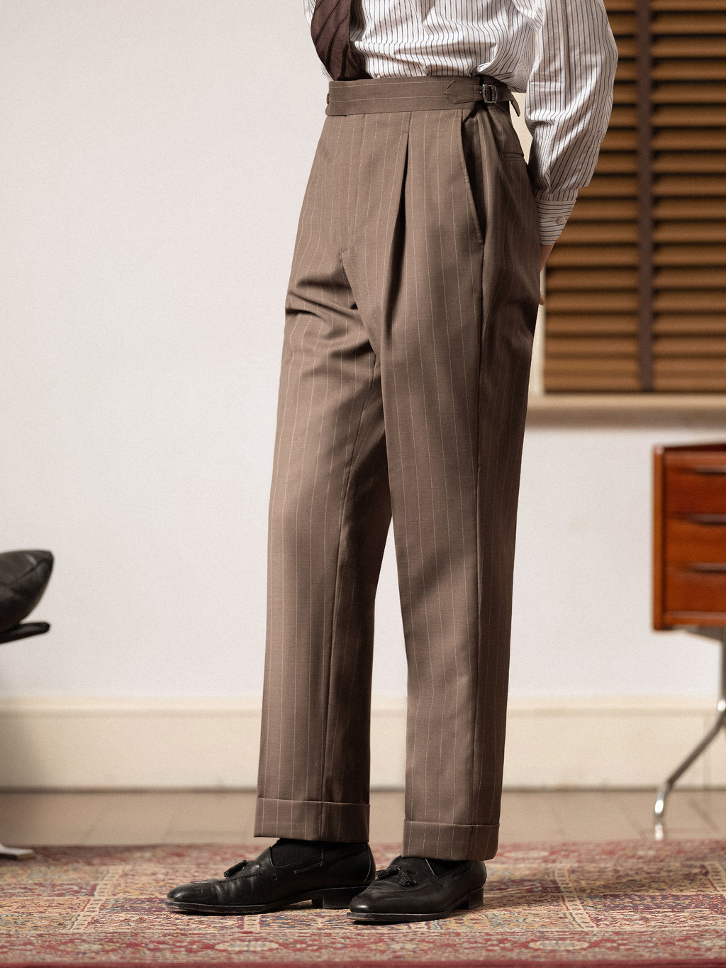 Men's Wool Pinstripe Dress Pants