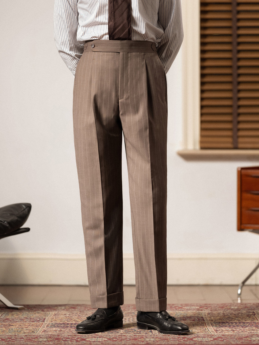 Men's Wool Pinstripe Dress Pants
