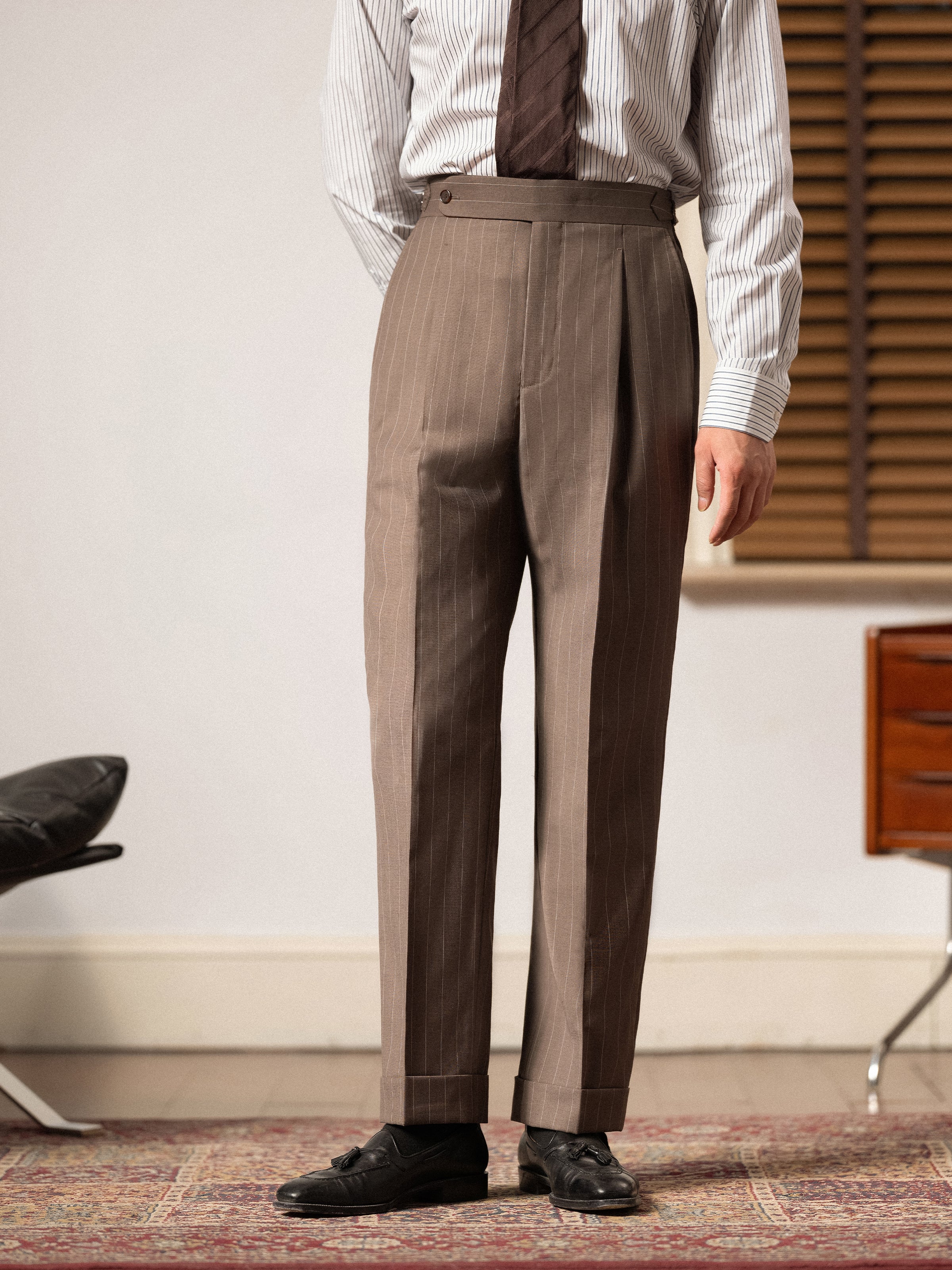 Men's Wool Pinstripe Dress Pants